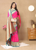 Thumbnail for Lorenvalley Fashion Pink Soft Silk weaving Design Rich Zari Weaving Saree - Distacart