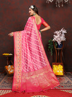 Thumbnail for Lorenvalley Fashion Pink Organza Silk Woven Design with Rich Meenakari Weaving Pallu Saree - Distacart