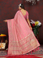 Thumbnail for Lorenvalley Fashion Pink Soft Katan Silk Woven Design Zari Weaving Pallu Saree - Distacart