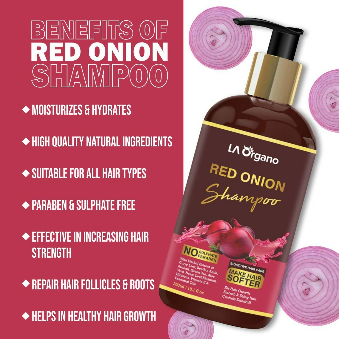LA Organo Red Onion Hair Shampoo - Distacart