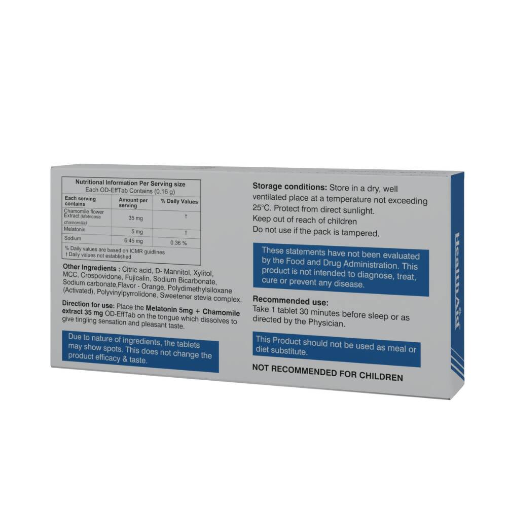 HealthAid Melatonin 5 mg + Chamomile Extract 35 mg OD Effervescent Tablets - Distacart