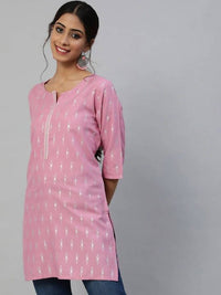 Thumbnail for Anubhutee Mauve & White Ethnic Motifs Printed Mirror Work Mirror Work Kurti - Distacart