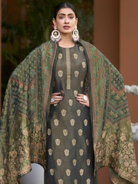 Thumbnail for Aastha Fashion Women's Green Pure Silk Elegant Jacquard Woven Kurta with Trouser & Dupatta - Distacart