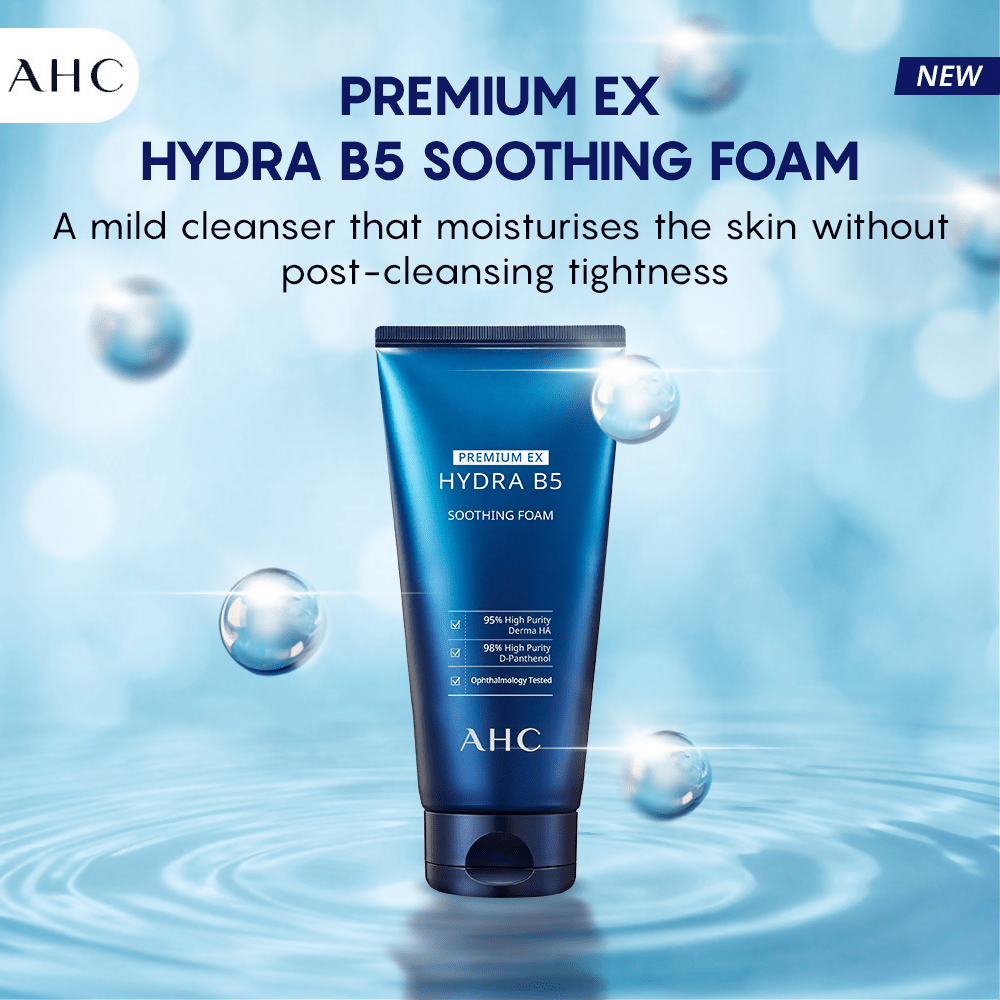AHC Premium EX Hydra B5 Soothing Foam Face Cleanser - Korean skincare - Distacart