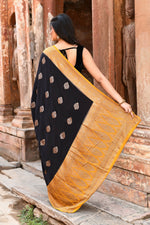 Thumbnail for Joban Fashion Black Crepe Chiffon Pure Handloom Banarasi Silk Saree