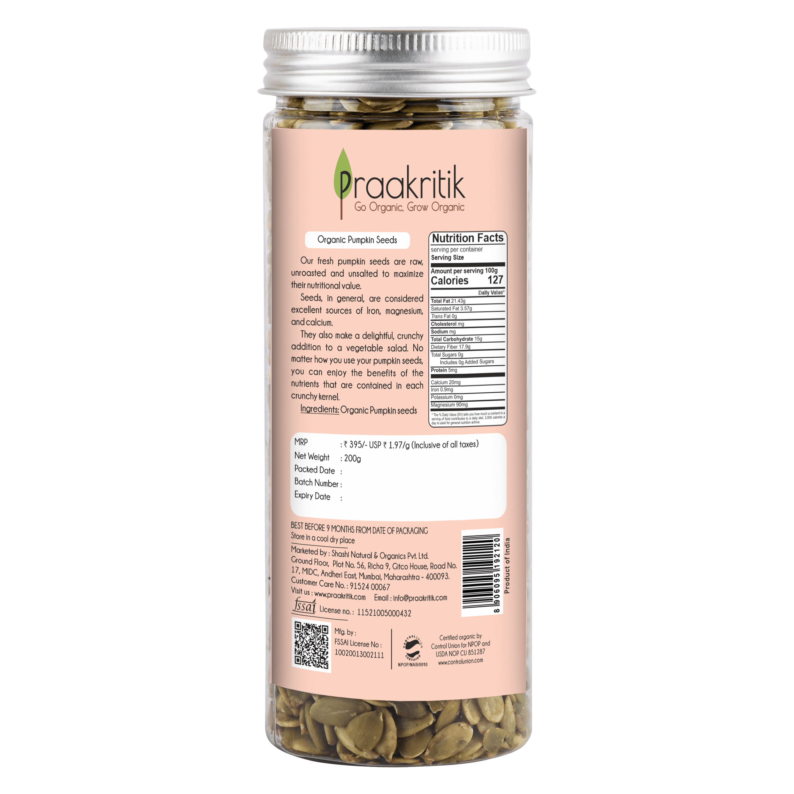 Praakritik Organic Pumpkin seeds - Distacart