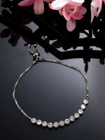 Thumbnail for NVR Women Silver-Plated American Diamond Studded Rakhi With Roli Chawal - Distacart