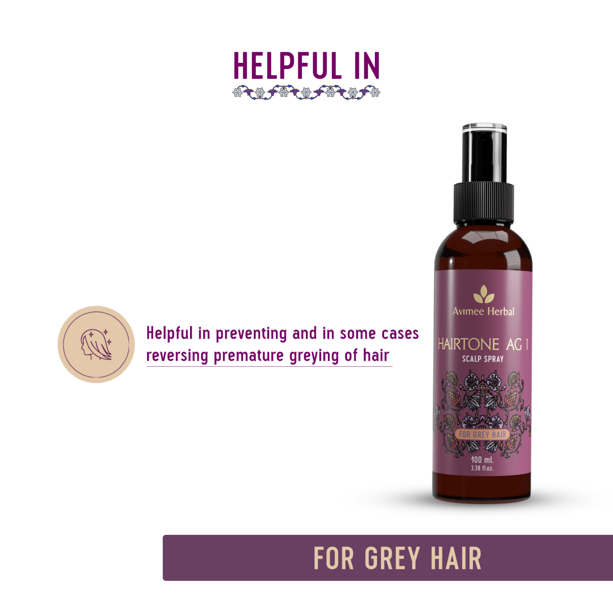 Avimee Herbal Anti Grey Kit - Hair Oil And Scalp Spray - Fights Grey Hair - Distacart