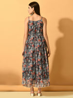 Thumbnail for Myshka Women's Grey Fit and Flare Party Dress - Distacart