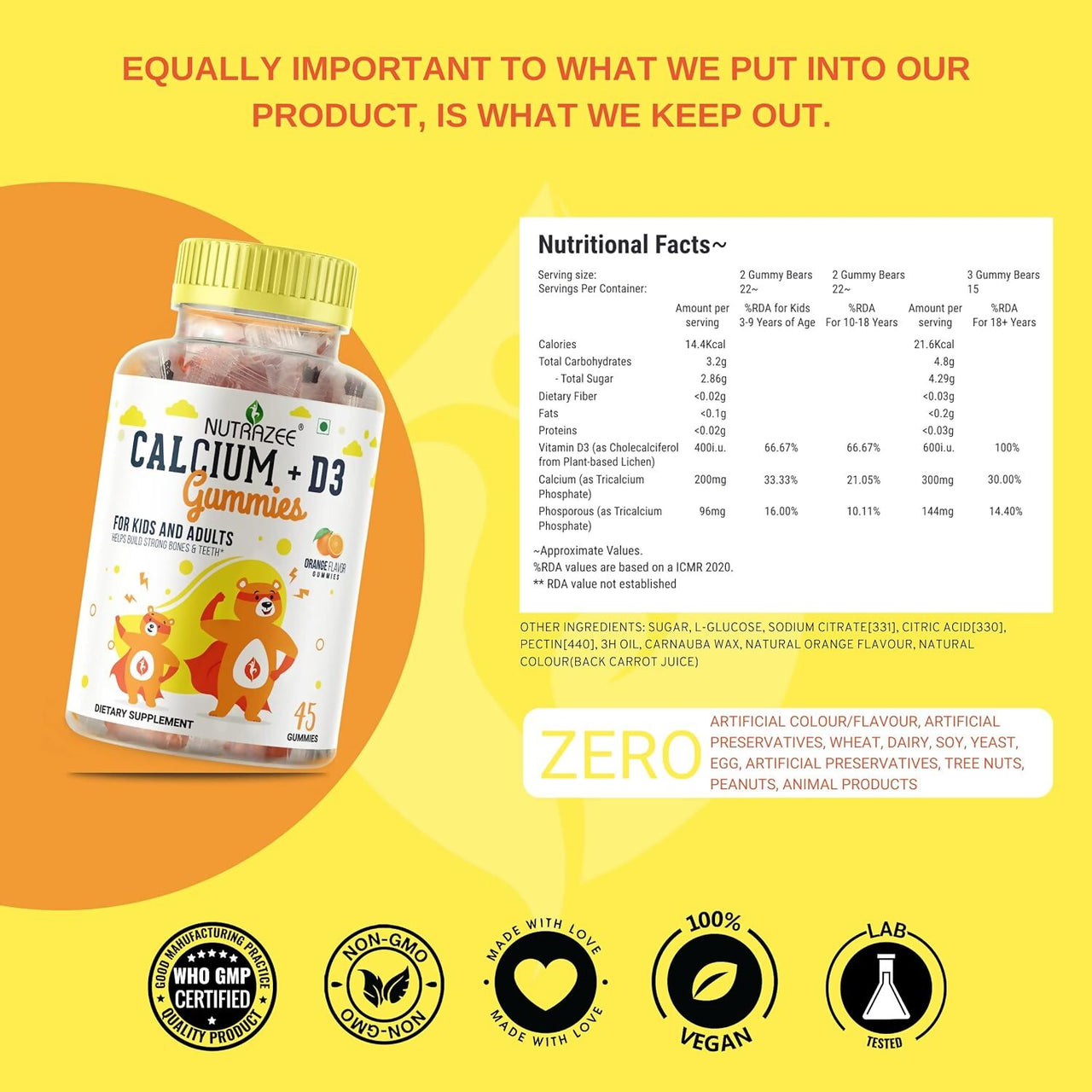 Nutrazee Calcium + D3 Gummies For Kids & Adults - Distacart