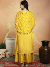 Thumbnail for Aastha Fashion Women's Yellow Upada Silk Floral Resham Thread Kurta with Trouser & Dupatta - Distacart