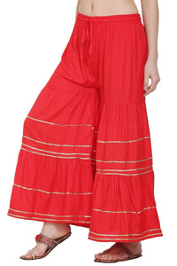 Thumbnail for Asmaani Red Color Golden Gota Patti Gharara