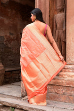 Thumbnail for Joban Fashion Peach Banarasi Katan Pure Handloom Banarasi Silk Saree