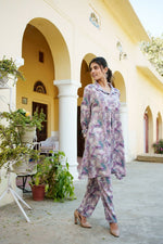 Thumbnail for Vaasva Women Lavender Muslin Printed Shirt & Pant Set - Distacart