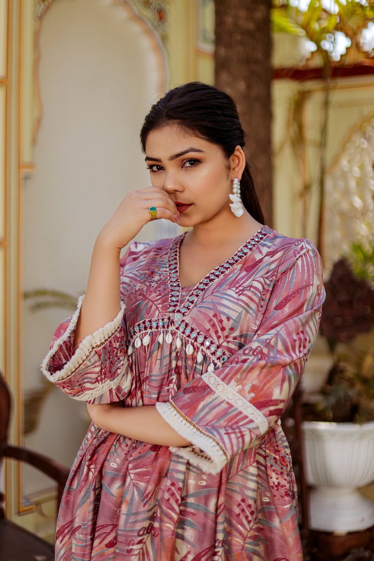 Vaasva Women Brown Muslin Floral Print Alia cut Kurta & Pant (Cord set) - Distacart