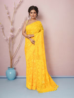 Thumbnail for Joban Fashion Yellow Cotton Blend Jamdani Saree