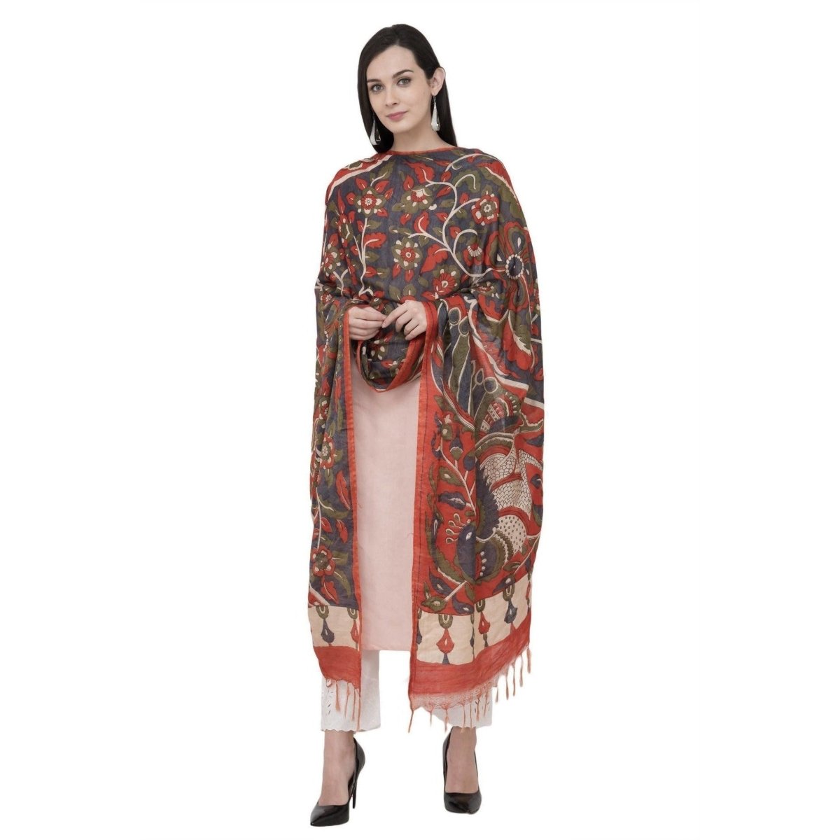A R Silk Modal Kalamkari Print Fancy Dupatta Color Multi Print Dupatta or Chunni