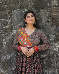 Thumbnail for Preksha Creation Exclusive For Navratri Wear Rayon Printed With Mirror Work Gown - Black
