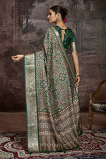 Thumbnail for Joban Fashion Green Art Silk With Fine Viscose Border Ajrak Full Body Print With Soft Finish Saree