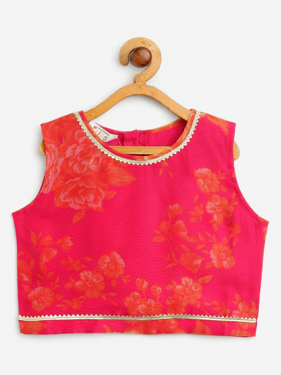 Ahalyaa Pink Organza Digital Print Kids Lehenga Choli For Girls - Distacart
