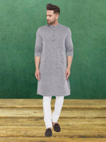 Thumbnail for Even Apparels Men's Pure Cotton Grey Kurta - Distacart