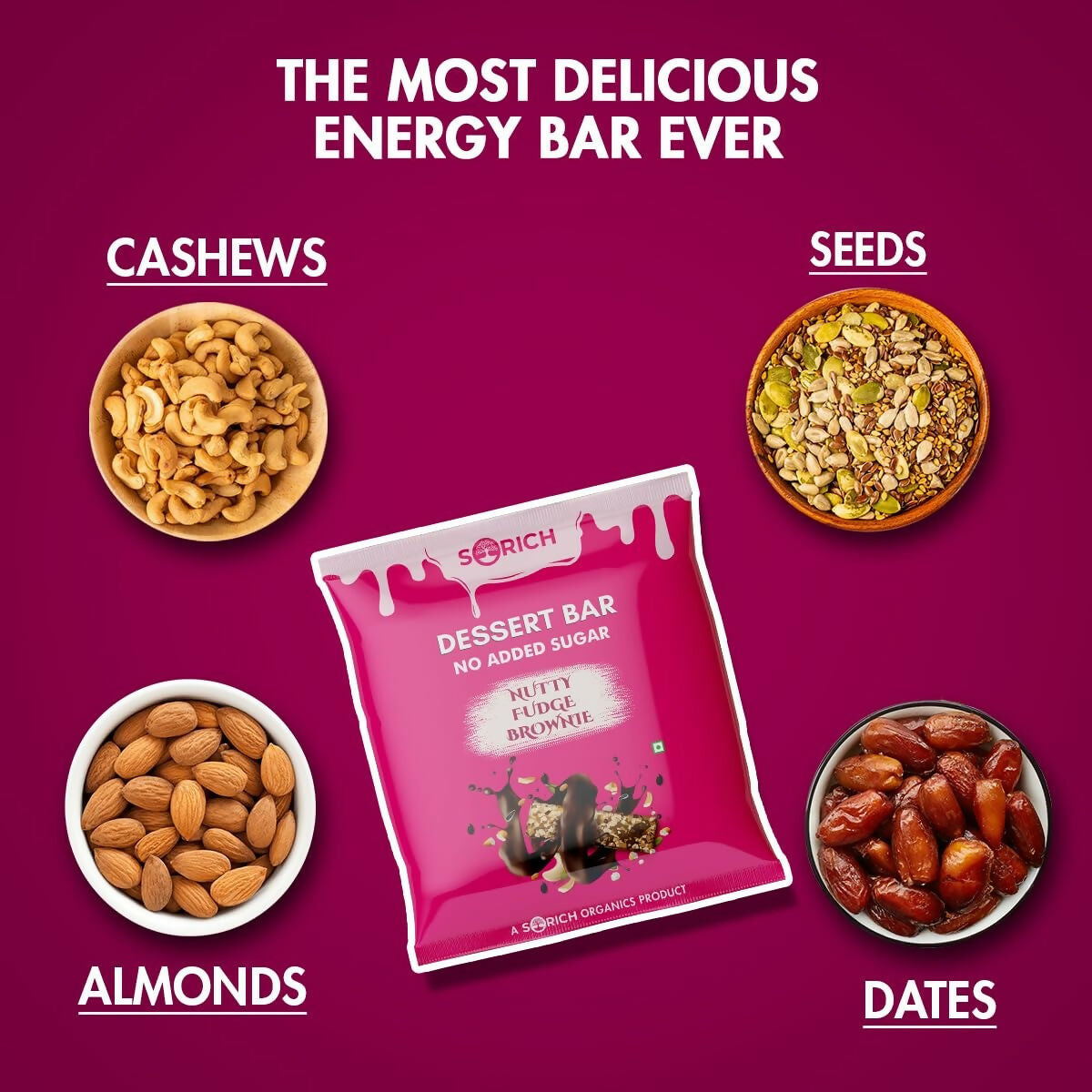 Sorich Organics Dessert Protein Mini Bars Nutty Fudge Brownie - Distacart