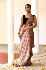 Thumbnail for Joban Fashion Ivory Crepe Chiffon Pure Handloom Banarasi Silk Saree