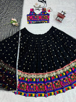 Thumbnail for Prazu Fashion Black Georgette Sequence With Chainstich Navaratri Lehenga