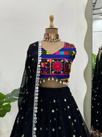 Thumbnail for Prazu Fashion Black Georgette Sequence With Chainstich Navaratri Lehenga