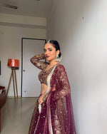 Thumbnail for Prazu Fashion Coffee Jimi Choo Thread Sequence Lehenga Choli