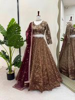 Thumbnail for Prazu Fashion Coffee Jimi Choo Thread Sequence Lehenga Choli