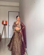 Thumbnail for Prazu Fashion Coffee Jimi Choo Thread Sequence Lehenga Choli