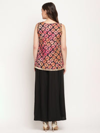 Thumbnail for Ahalyaa Women's Black Crepe Digital Shibori Print Top Palazzo Set - Distacart