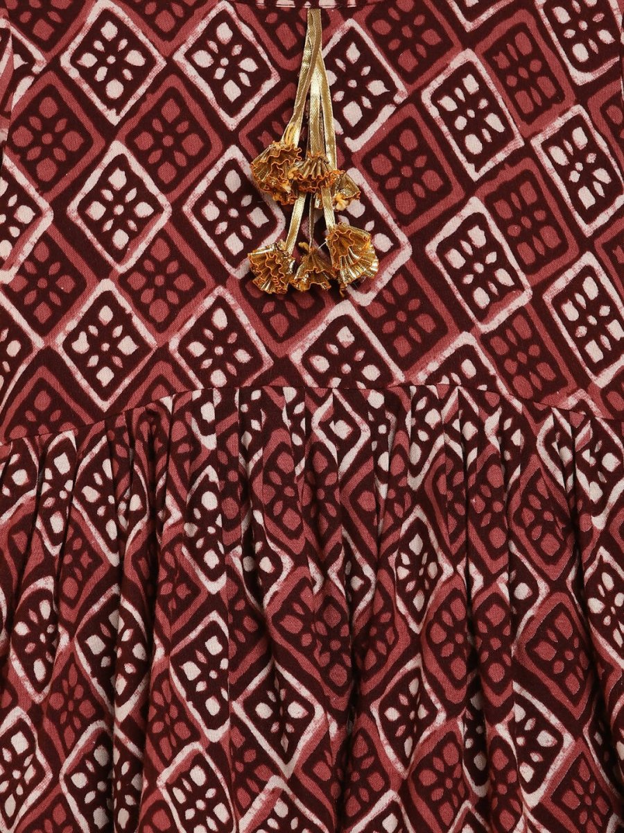 Ahalyaa Maroon Rayon Printed Kurta Palazzo Sets for Kids For Girls - Distacart