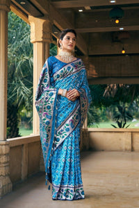 Thumbnail for Aastha Fashion Teal Woven Patola Silk Saree with Blouse - Distacart