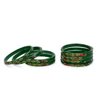 Thumbnail for Afast Designer Fancy Party Bangle/ Kada Set, Green, Glass, Pack Of 8 - Distacart
