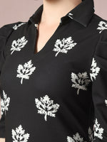 Thumbnail for Myshka Women's Black Printed Shirt Collar Fit and Flare Party Dress - Distacart