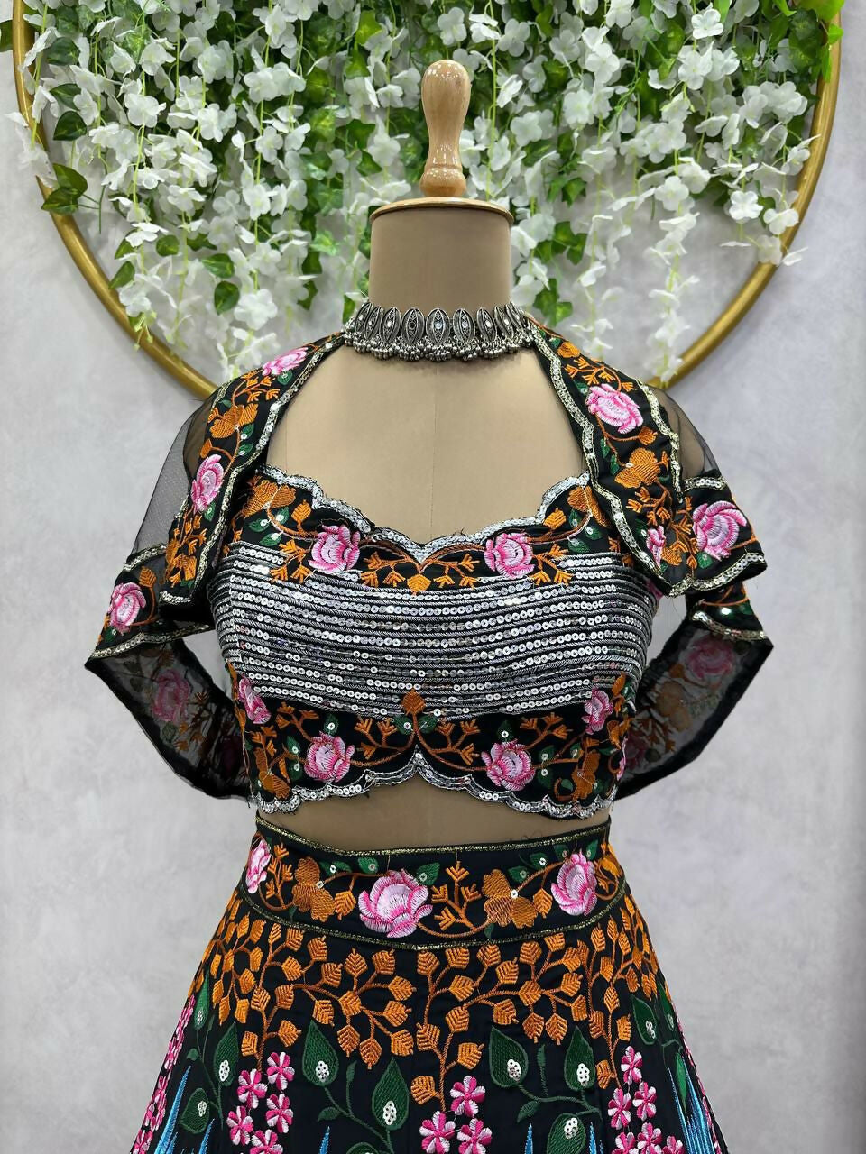 Jyoti Fashion Women's Multicolor Faux Georgette Sequins with Thread Embroidered Designer Lehenga Choli Set