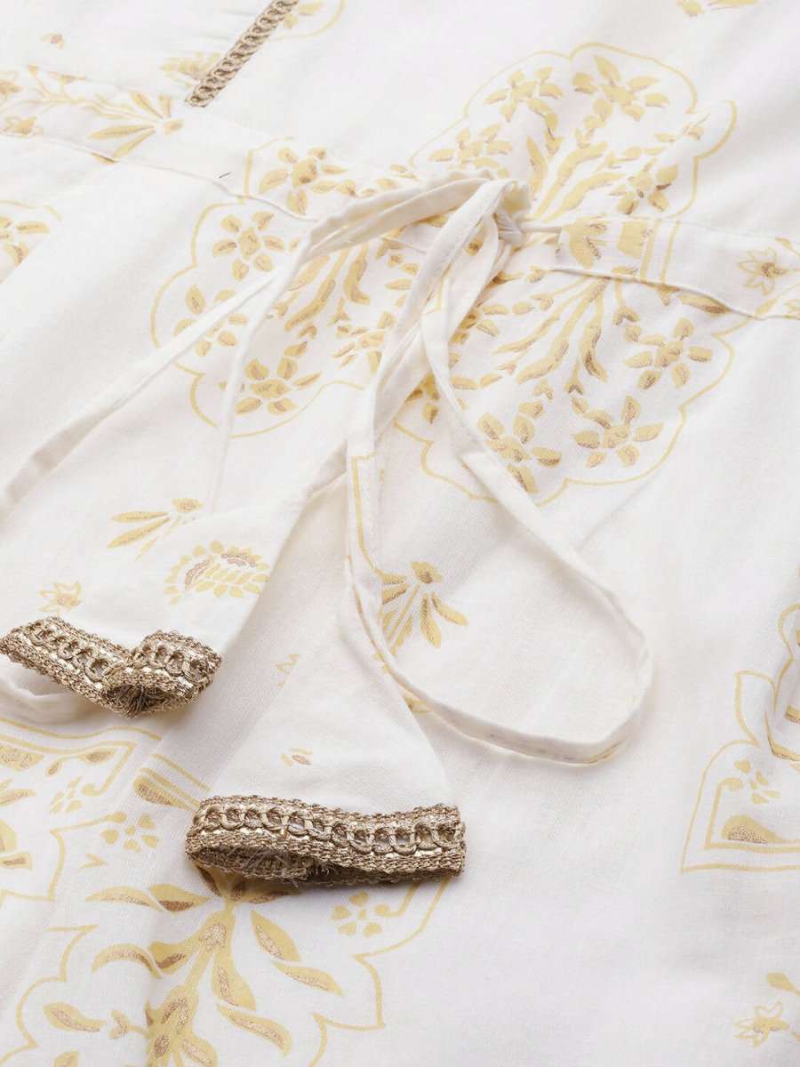 Ahalyaa Off White Printed Basic Jumpsuit - Distacart