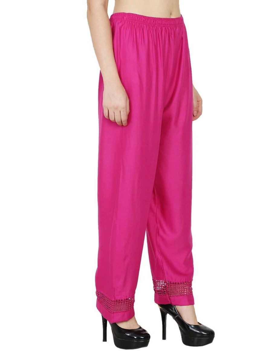 Asmaani Magenta Color Plain Lace Palazzo