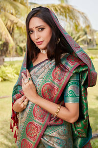 Thumbnail for Vastranavya Boutique Collection Kanjivaram Soft Silk Saree With Unstitched Blouse - Brown - Distacart