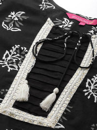 Thumbnail for Anubhutee Black Printed Pure Cotton Kurta with Trousers & With Dupatta - Distacart