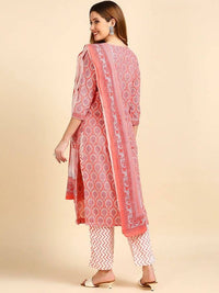 Thumbnail for Anubhutee Pink & White Printed Kurta with Trousers & Dupatta - Distacart