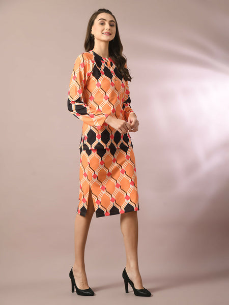 Myshka Women's Multi Printed Round Neck Party Top With Skirt Co-ord set - Distacart