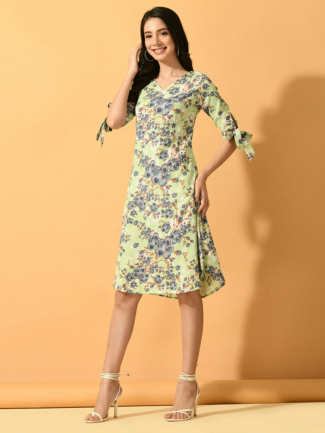 Myshka Women's Lime Green A-Line Party Dress - Distacart