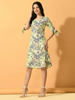 Thumbnail for Myshka Women's Lime Green A-Line Party Dress - Distacart