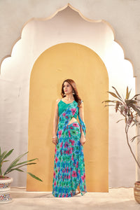 Thumbnail for NOZ2TOZ Women Casual Wear Printed Weight Less Saree with Unstitched Blouse - Rama