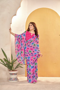 Thumbnail for NOZ2TOZ Women Casual Wear Printed Weight Less Saree with Unstitched Blouse - Pink