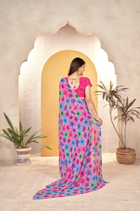 Thumbnail for NOZ2TOZ Women Casual Wear Printed Weight Less Saree with Unstitched Blouse - Pink