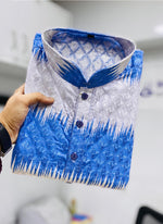 Thumbnail for Prazu Fashion Blue Cotton Embroidered Shading Print Kurta